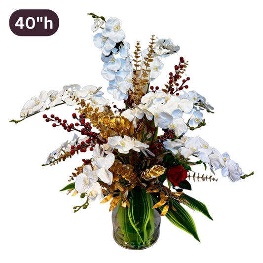 Golden Orchid Splendor - 40" XLarge Luxury Simulation Flower