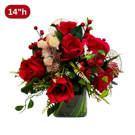 Scarlet Joy Bouquet - 14" Luxury Centerpiece